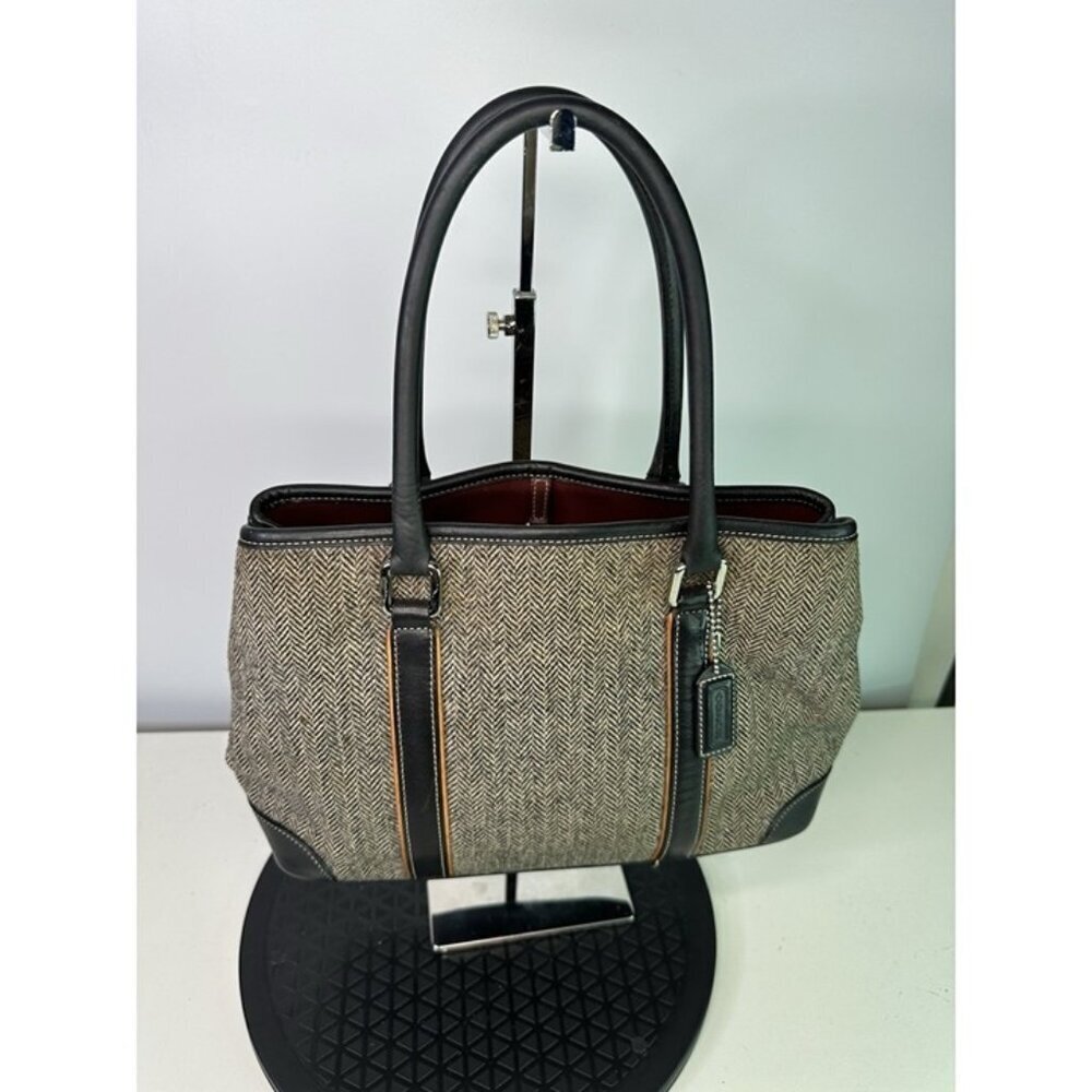 Coach Herringbone Tweed Tote Bag Small Vintage G3J-9396